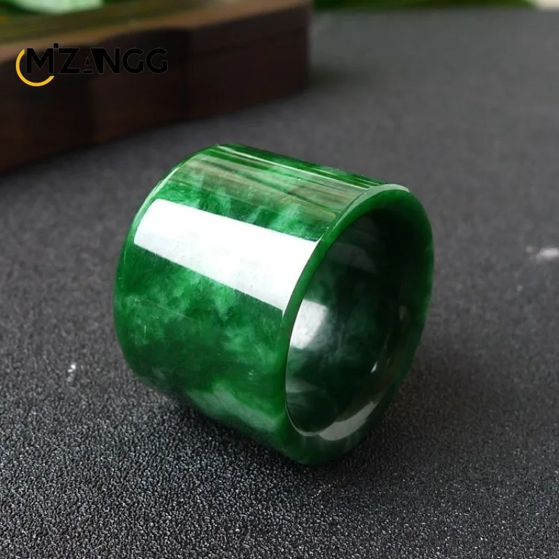 Young Men'S Accessories - Natuurlijke Myanmar Jadeiet Ring Chinese Carving
