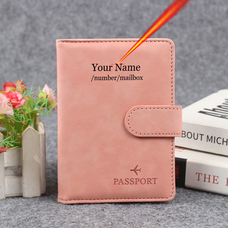 Passport Wallet Rfid - Magnetische knop paspoorthoes Pas naam aan
