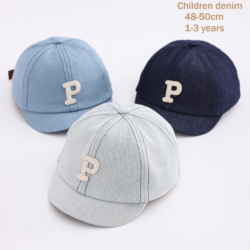 Hat Snapback Cap - Kinderen Denim Baseball Pet 48-50cm Gewassen