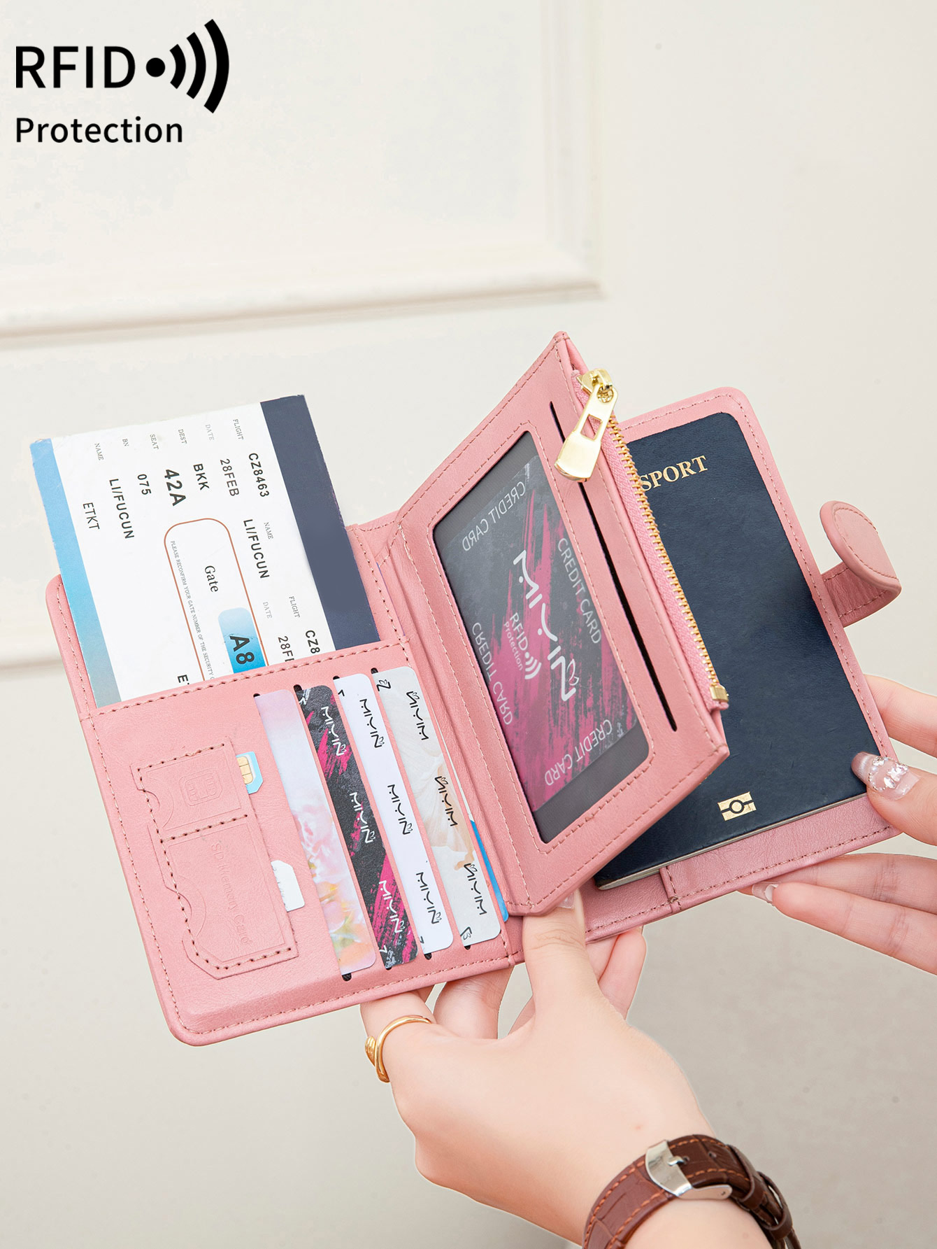 Passport Wallet Rfid - Multifunctionele RFID antidiefstalborstel paspoorttas modieuze paspoortclip
