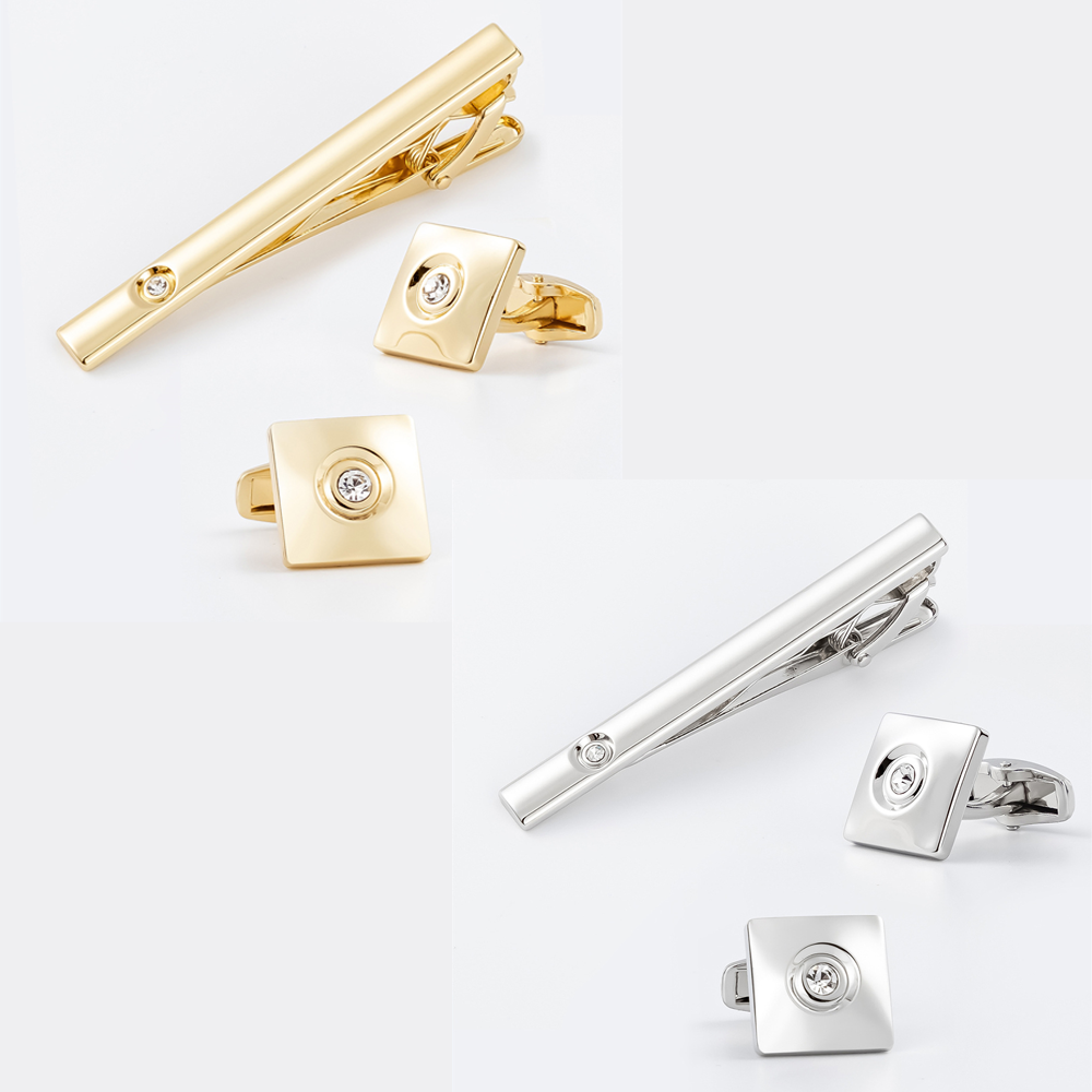 Vergulde enkelkristal vierkant - Tie Clip Set recensie en prijs